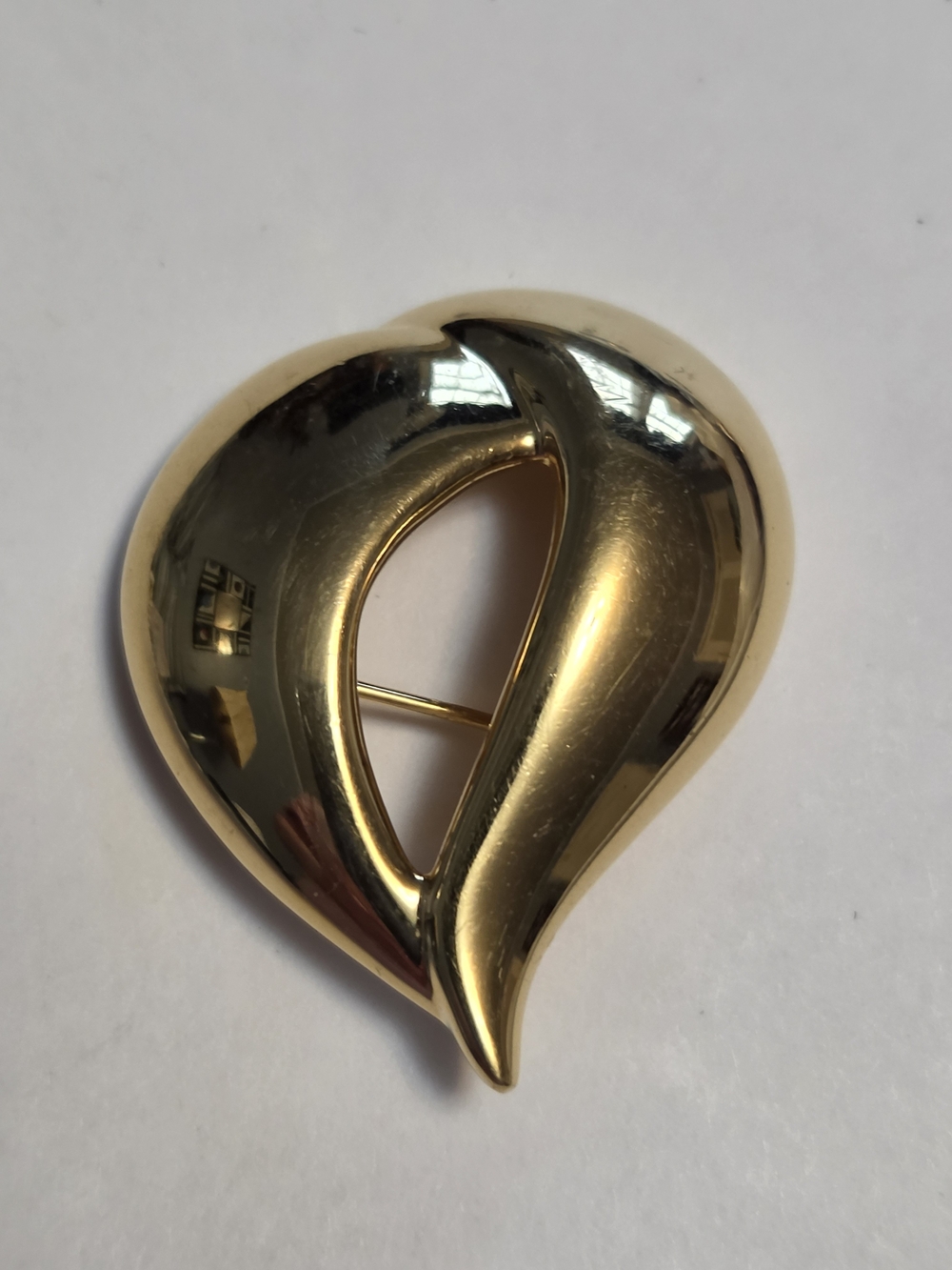 Vtg Napier 2" Gold-Tone Abstract Open Heart Brooch